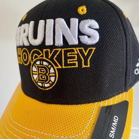 NEW Boston Bruins NHL Adidas LOCKER ROOM Hat Cap Men's Flex S/M Stanley Cup - Picture 3 of 5